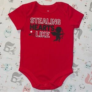 NEW! 6-9 Month Baby Red Valentine’s Day/Cupid Short Sleeve Onsie